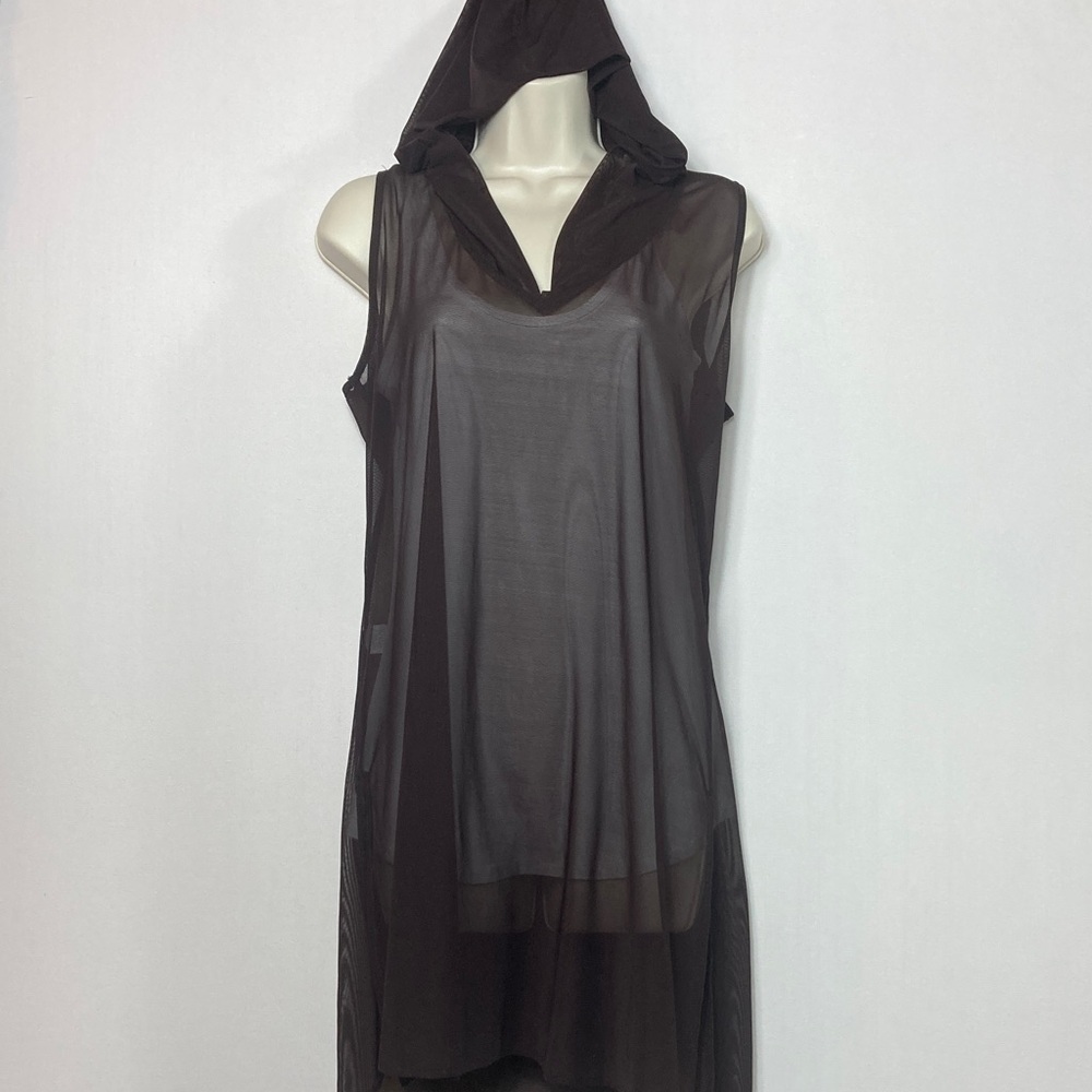 🏝️ Sheer Hooded Swim Cover-Up Brown (4.99 shipping)